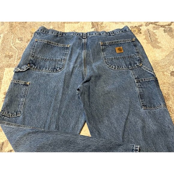 Carhartt Jeans Med Wash Blue Original Dungaree Fit Carpenter Workwear Sz 38x30 - Picture 3 of 9